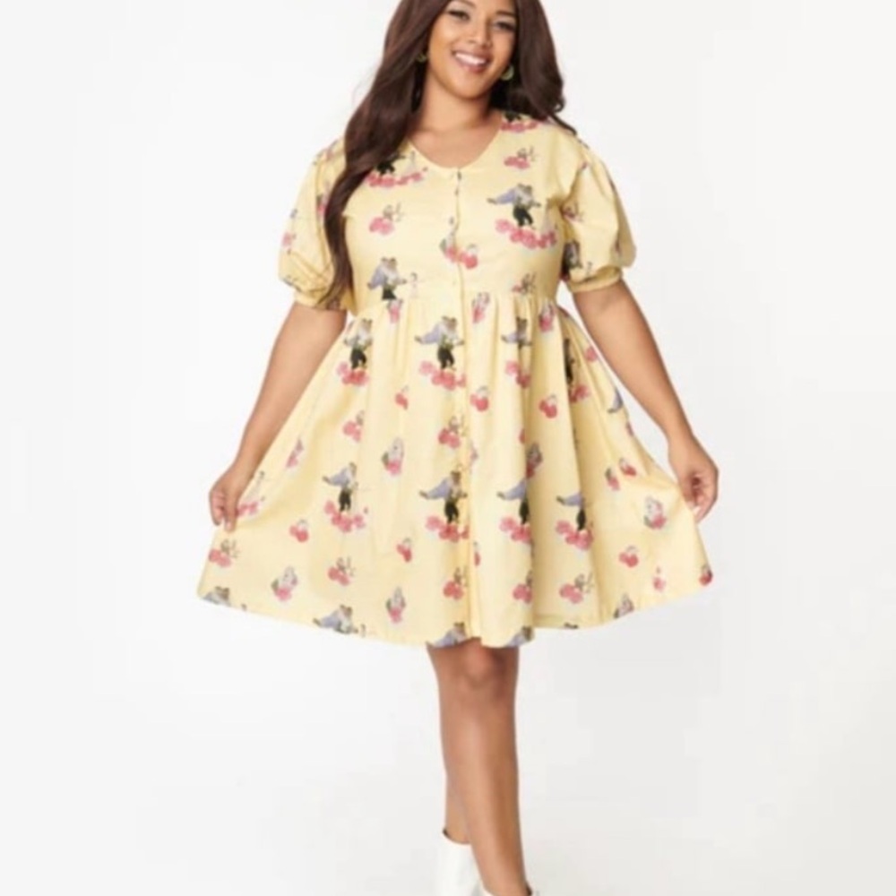 Boxlunch Cakeworthy Disney Beauty and the Beast Characters Allover Print Dress